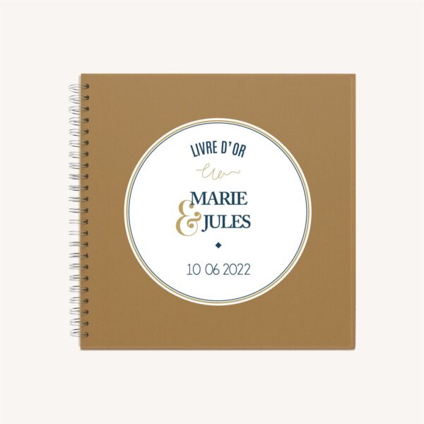 livre d'or mariage bleu marine, élégant, dore, or, fleurs