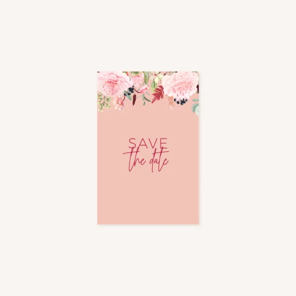 Save the date pivoine fleur rose rouge