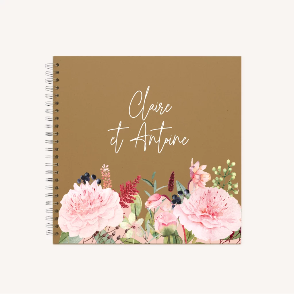 Livre d'or pivoine fleur rose rouge