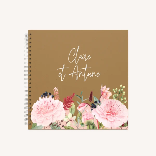 Livre d'or pivoine fleur rose rouge