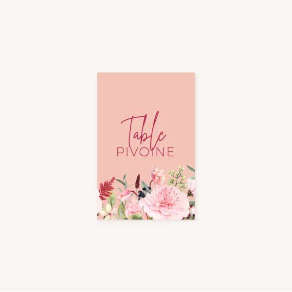 Nom de table pivoine fleur rose rouge