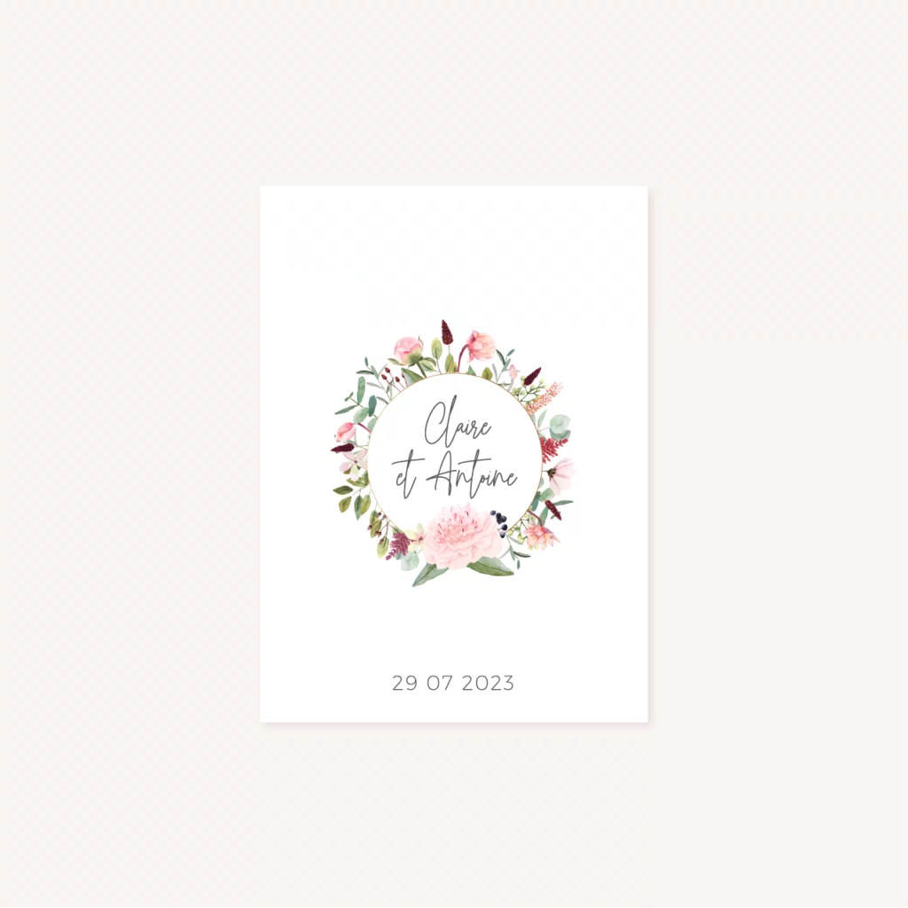 Étiquette pivoine fleur rose rouge
