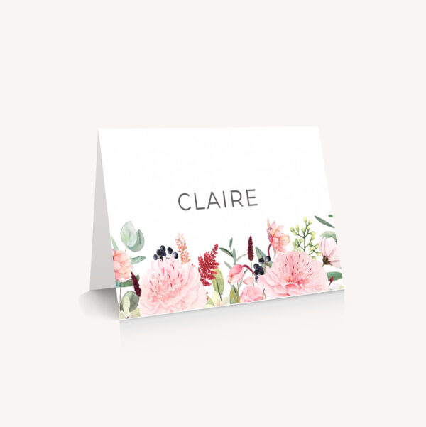 Marque-place pivoine fleur rose