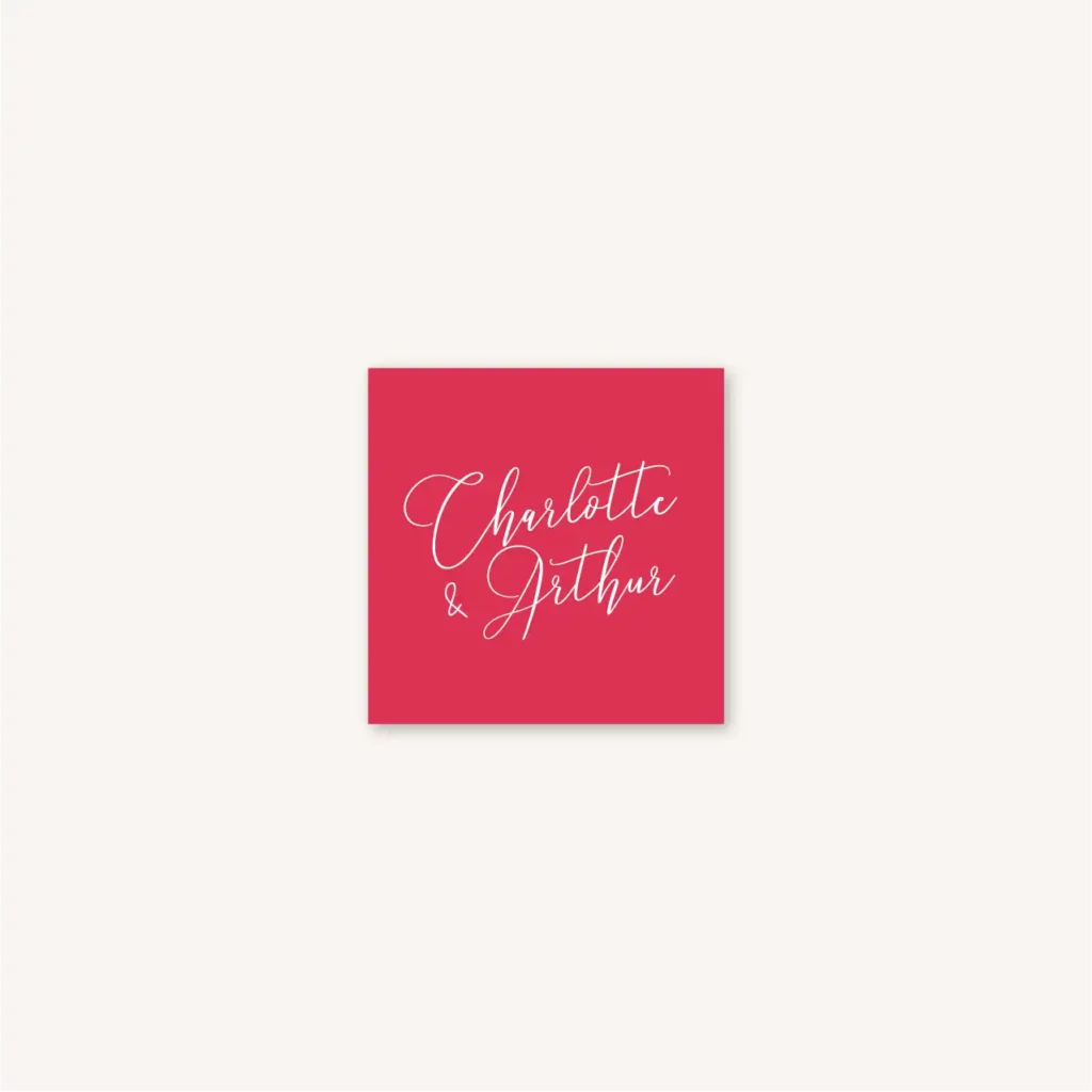 Étiquette adhésive mariage Amour, romantique, fuchsia