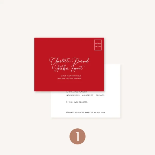 Rsvp mariage Amour, romantique, rouge