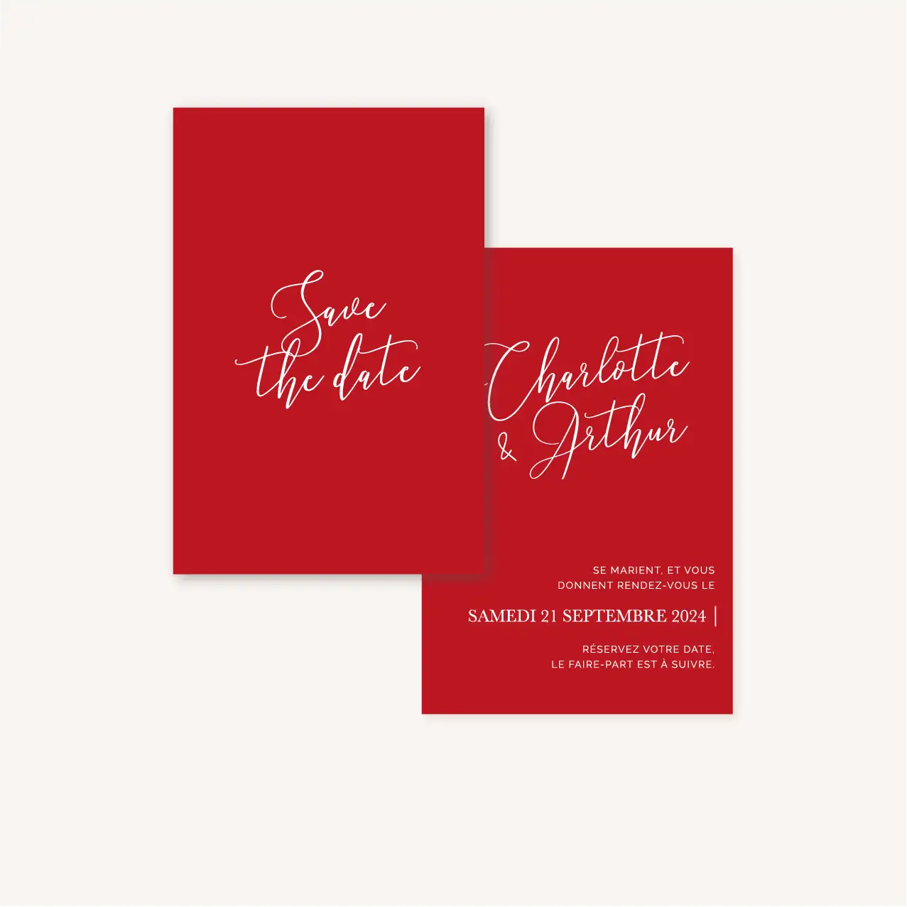 Save the date mariage Amour, romantique, rouge