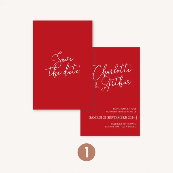 Save the date mariage Amour, romantique, rouge