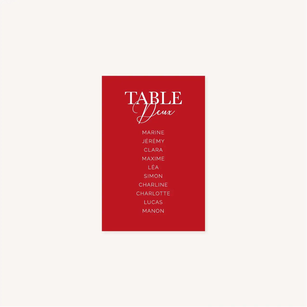 Plan de table mariage Amour, romantique, rouge