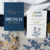Faire-part, mariage, navy gold, floral, blanc, bleu, minimaliste, élégant