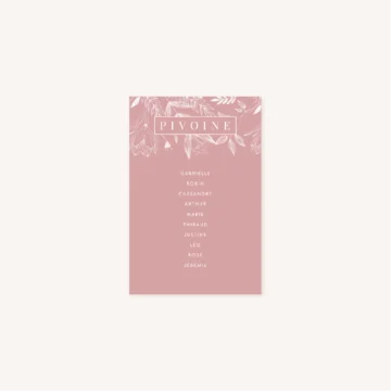 plan de table mariage botanique noir rose blanc épuré