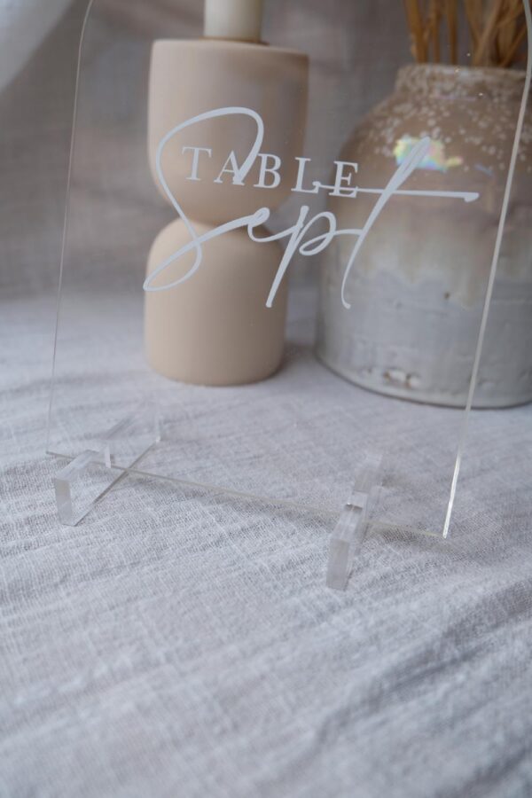 mariage, support, plexi, plexiglass, nom de table, plan de table, menu