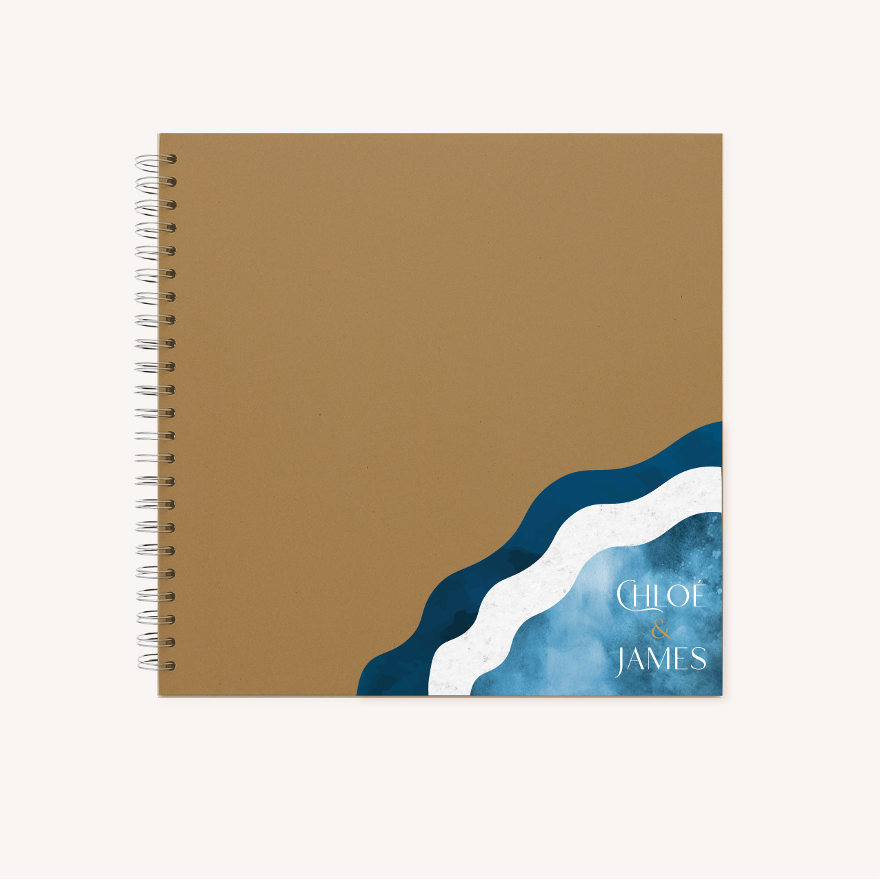 livre d'or papeterie mariage ocean mer bleu vague blanc