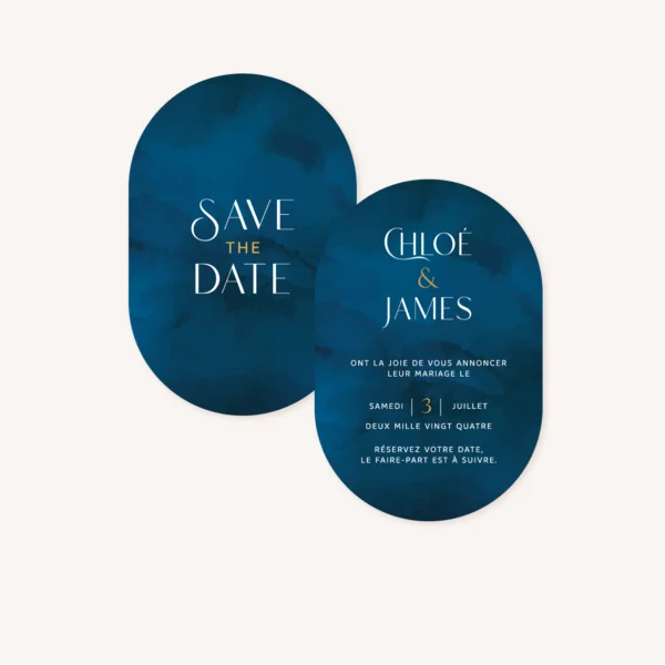 save the date papeterie mariage ocean mer bleu vague blanc