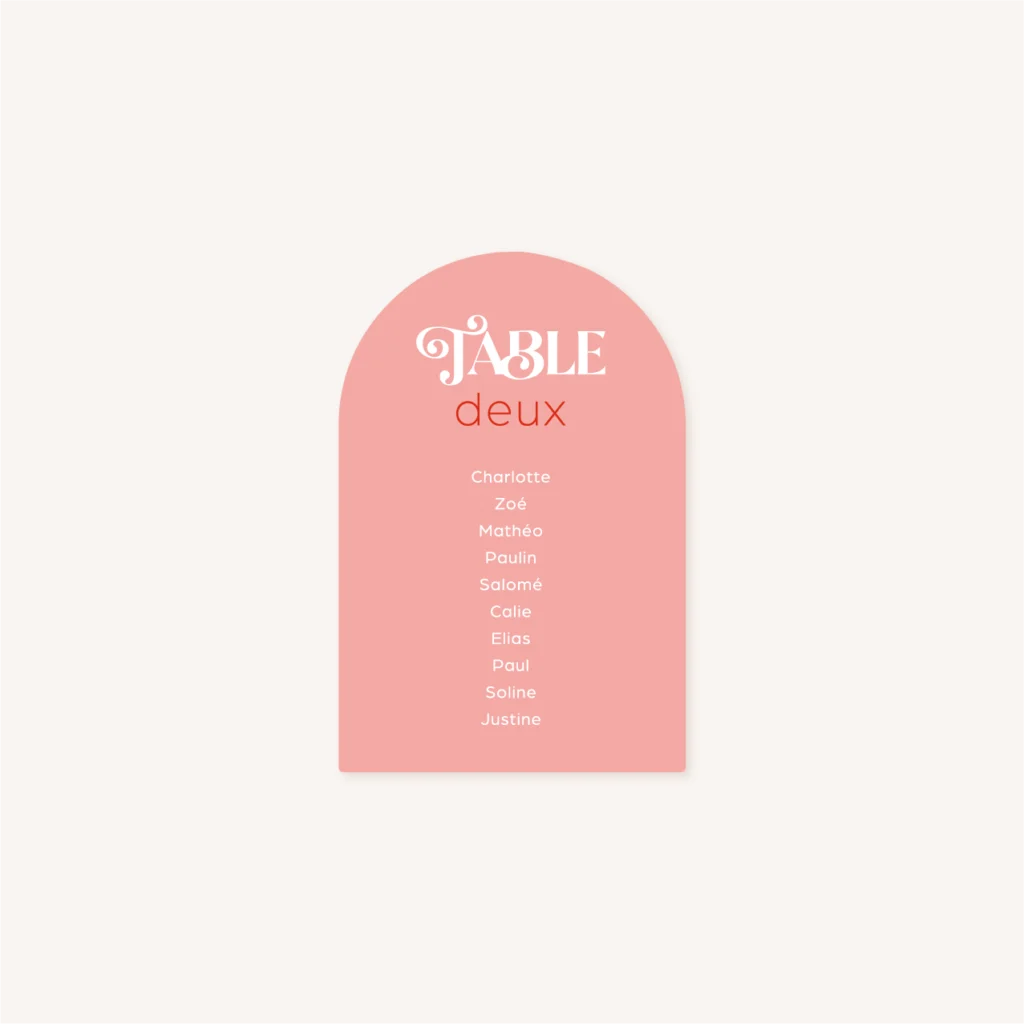 Plan de table mariage thème disco pink rouge rose coloré