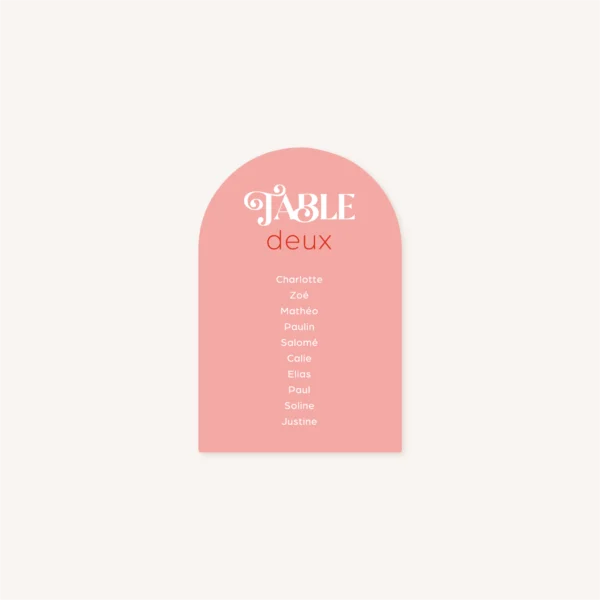 Plan de table mariage thème disco pink rouge rose coloré