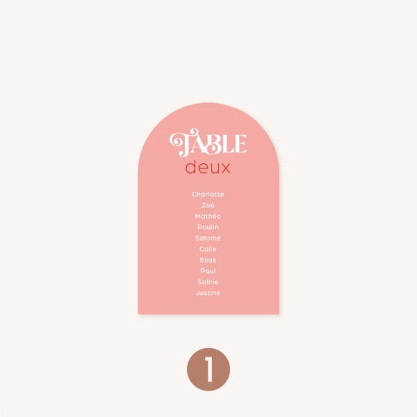 Plan de table mariage thème disco pink rouge rose coloré
