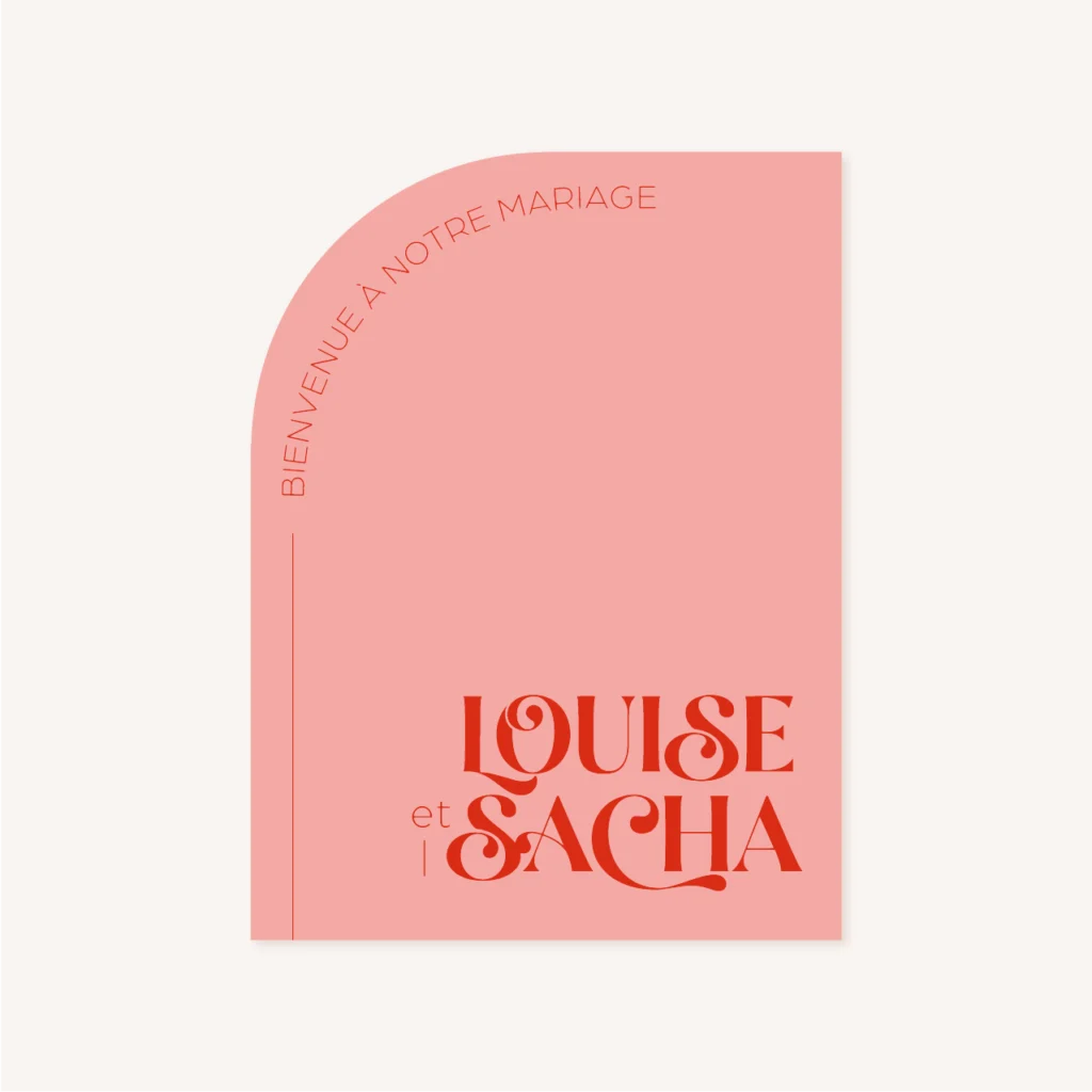 Panneau accueil mariage thème disco pink rouge rose coloré