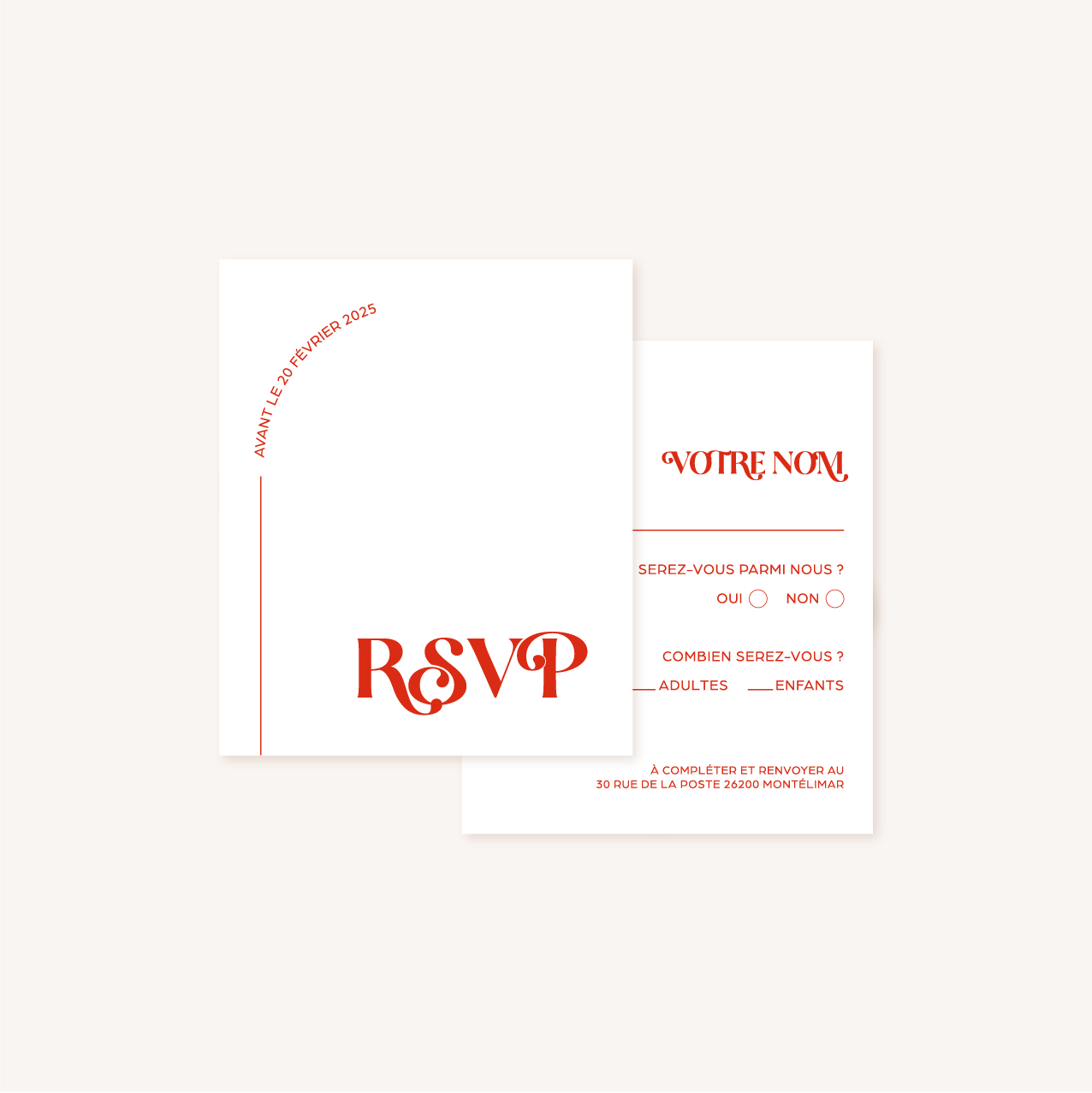 RSVP mariage thème disco pink rouge rose coloré