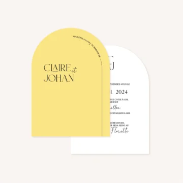 Faire-part et papeterie de mariage minimalistes, élégants, personnalisables avec des arches arrondies