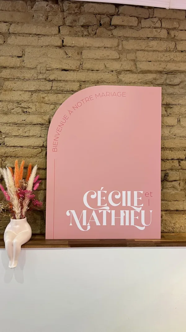 faire-part mariage papeterie rose pink-disco rouge colore funk arche