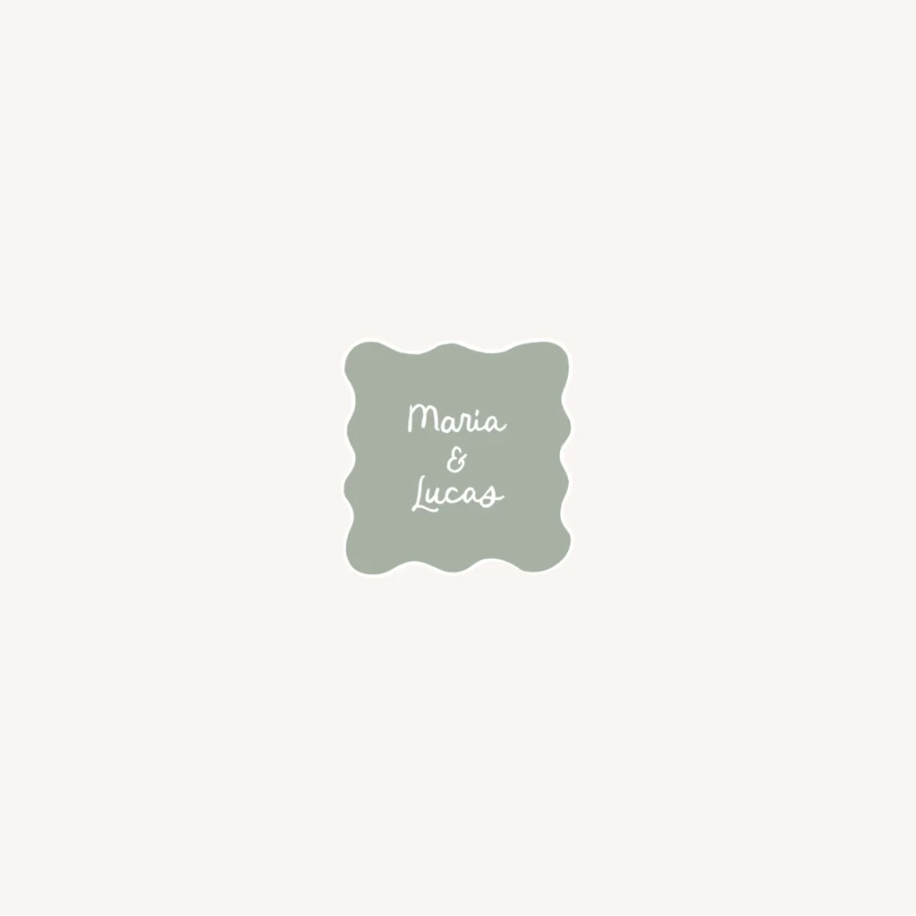 Faire part vert sauge bohème chic forme ondulée design