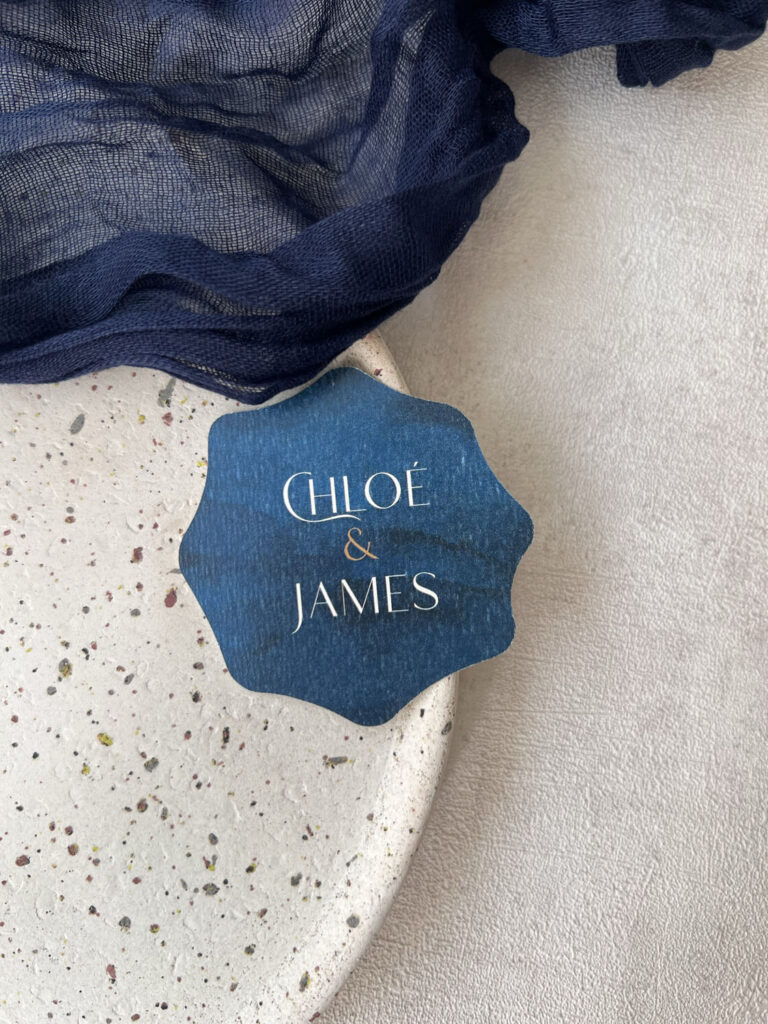 faire-part papeterie mariage ocean mer bleu vague blanc forme