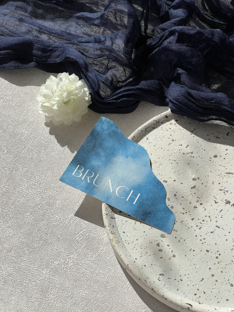 faire-part papeterie mariage ocean mer bleu vague blanc forme