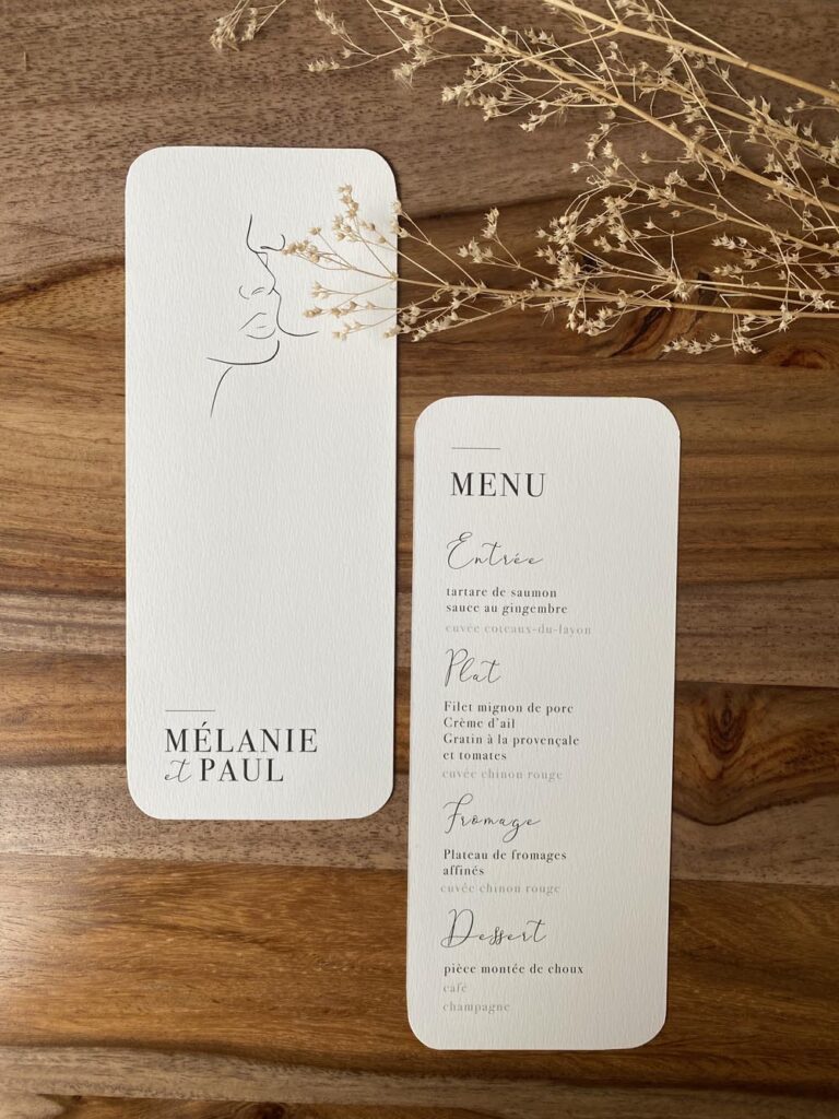 faire-part mariage minimalist one line art