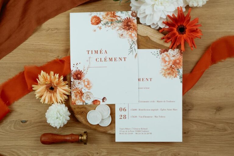 faire-part jardin d'automne fleur terracotta mariage