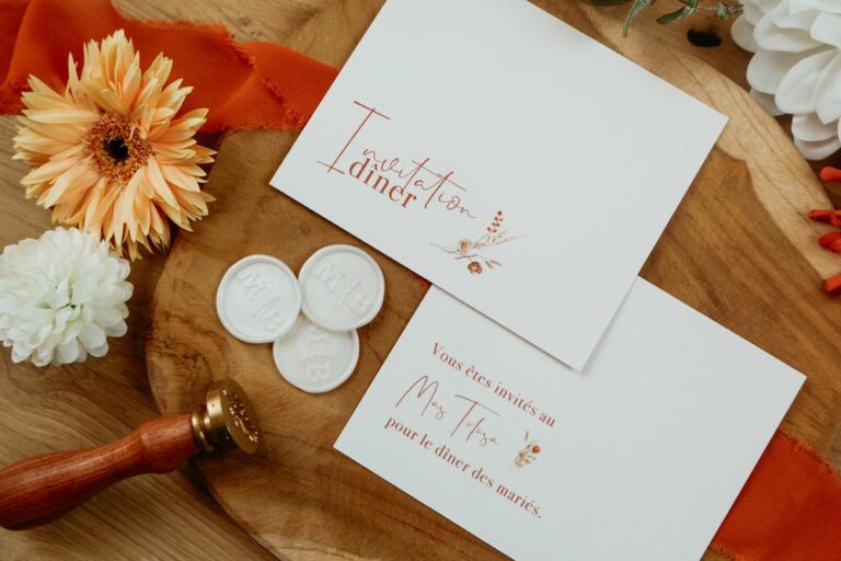 faire-part jardin d'automne fleur terracotta mariage