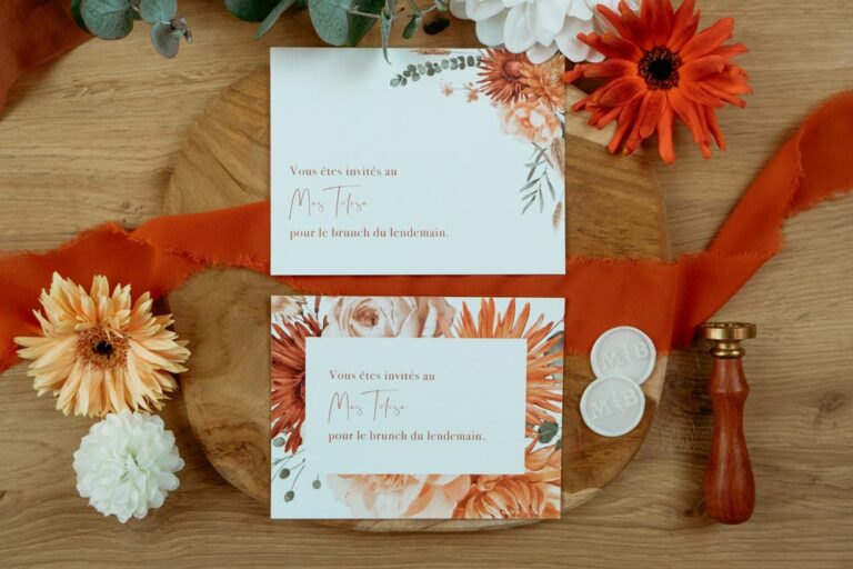 faire-part jardin d'automne fleur terracotta mariage