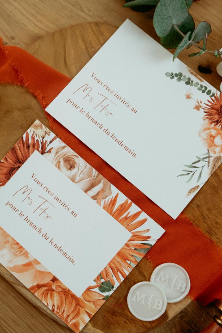 faire-part jardin d'automne fleur terracotta mariage