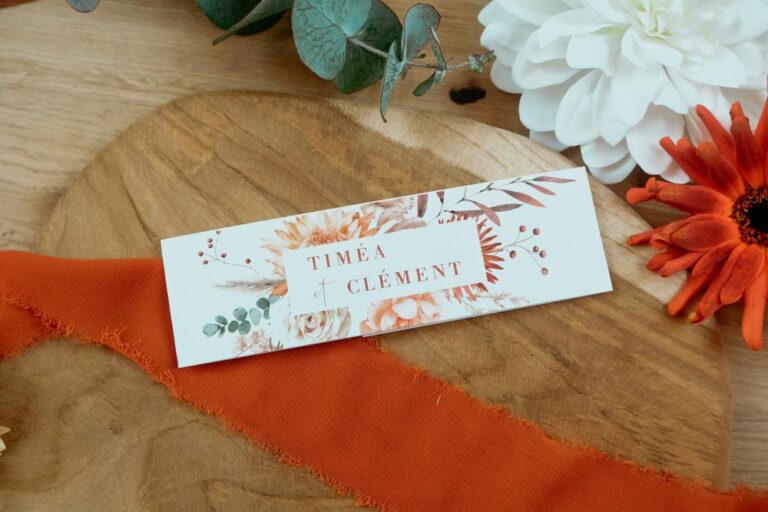 faire-part jardin d'automne fleur terracotta mariage