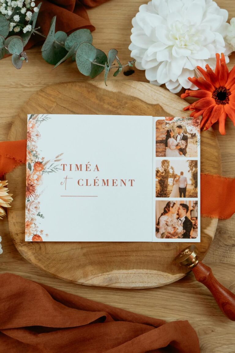 faire-part jardin d'automne fleur terracotta mariage