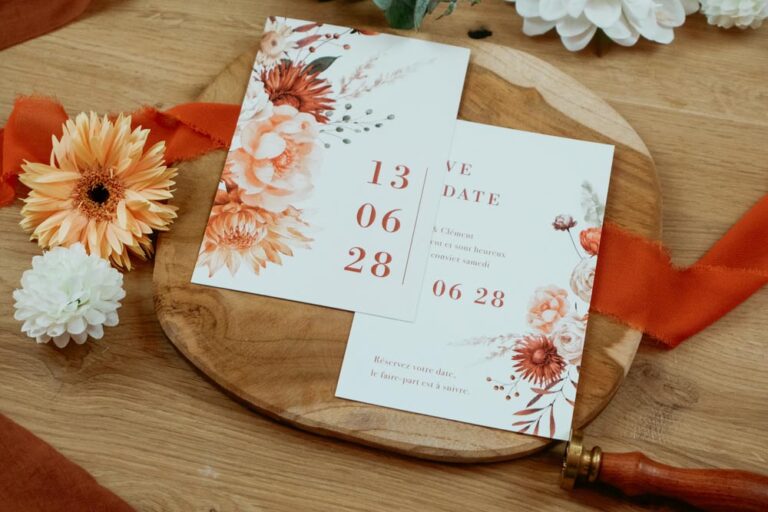 faire-part jardin d'automne fleur terracotta mariage