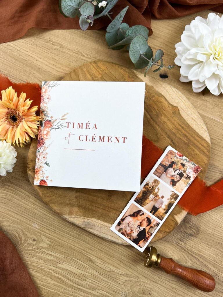 faire-part jardin d'automne fleur terracotta mariage