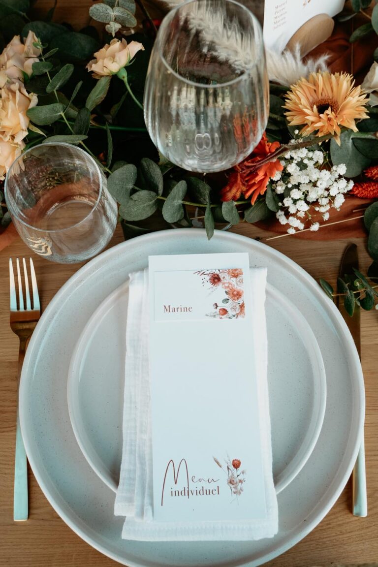 faire-part jardin d'automne fleur terracotta mariage