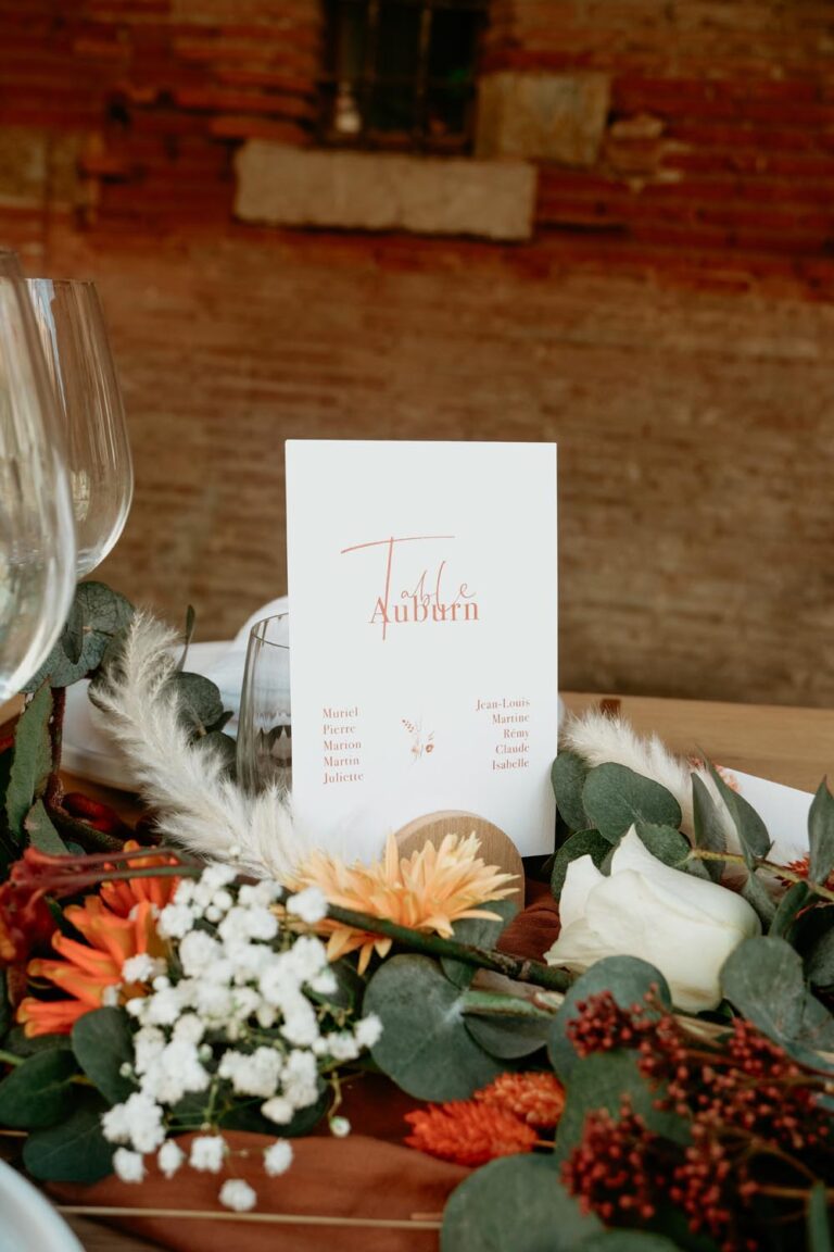 faire-part jardin d'automne fleur terracotta mariage