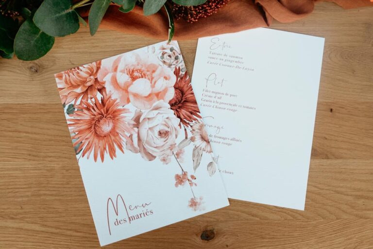 faire-part jardin d'automne fleur terracotta mariage