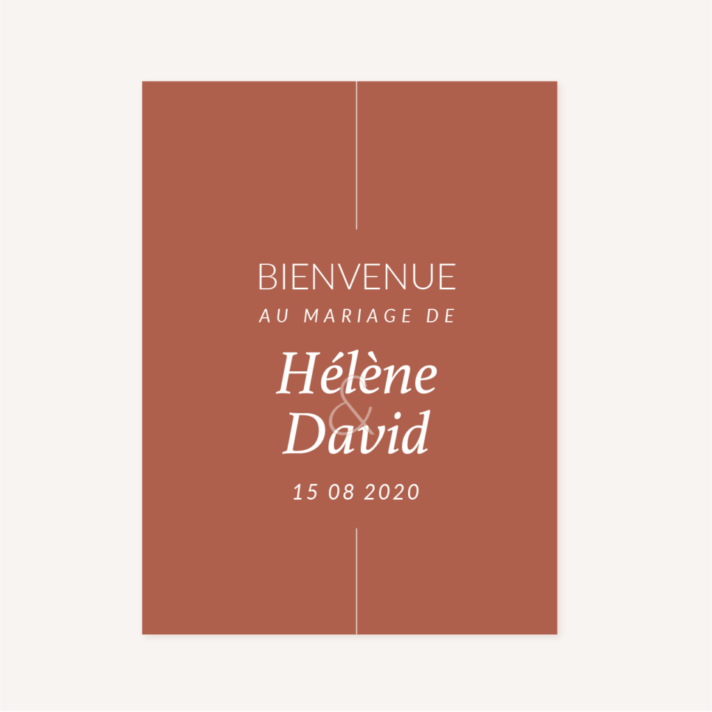 panneau bienvenue accueil terracotta mariage