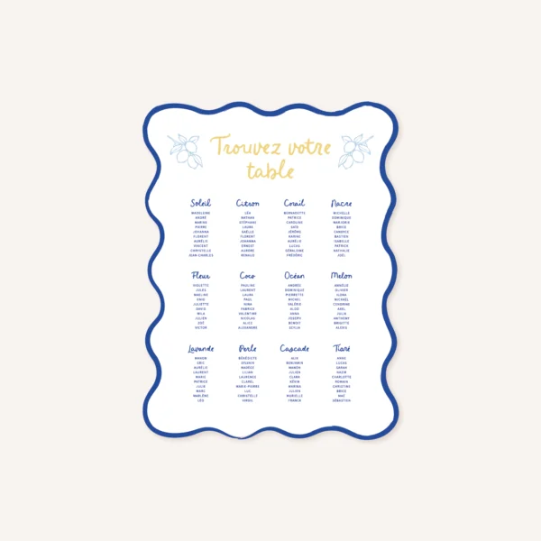 Panneau plan de table mariage dolce vita mariage a l'italienne