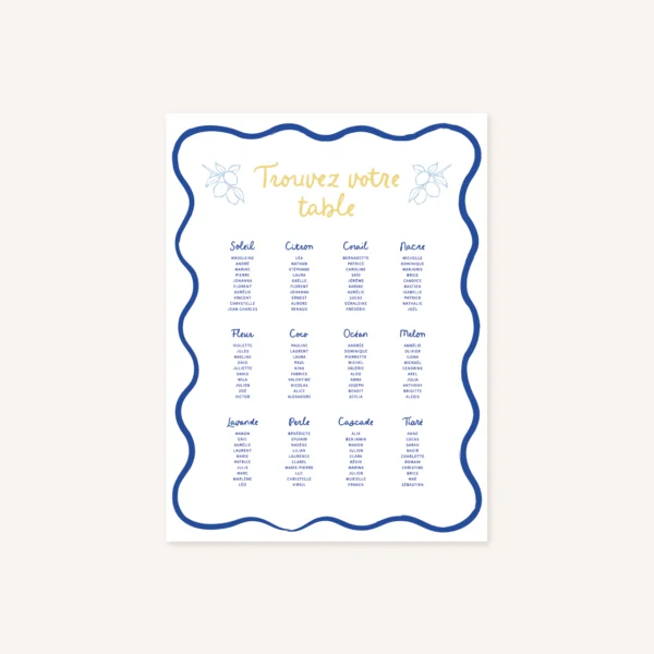 Panneau plan de table mariage dolce vita mariage a l'italienne