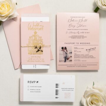 Invitation mariage billet passeport