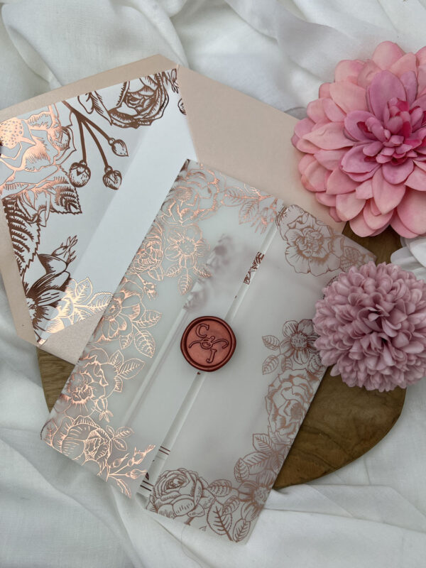 Invitation mariage calque et dorure – Image 4