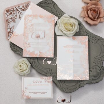 Invitation mariage calque et dorure