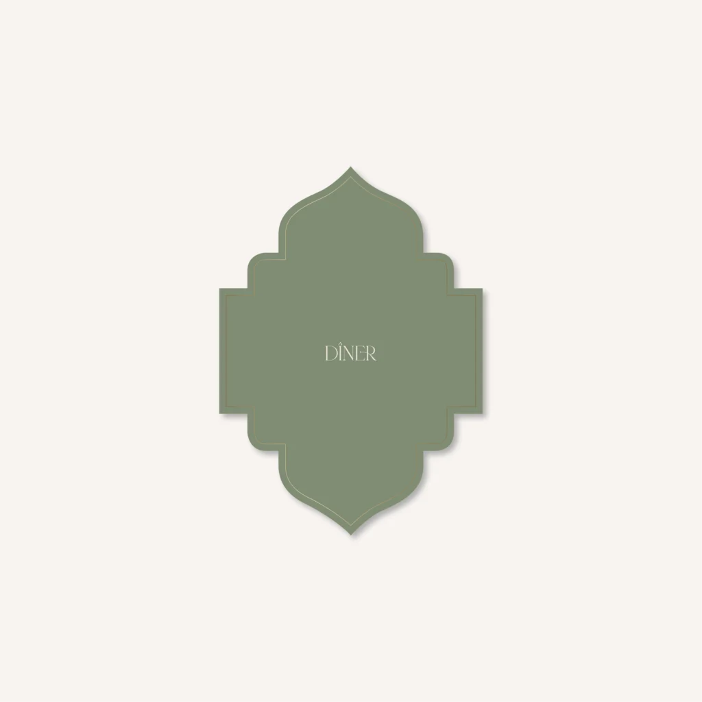 Papeterie mariage oriental Marrakech vert, beige et orange - collection Oriental