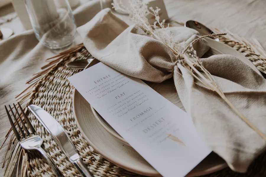 Menu de mariage individuel