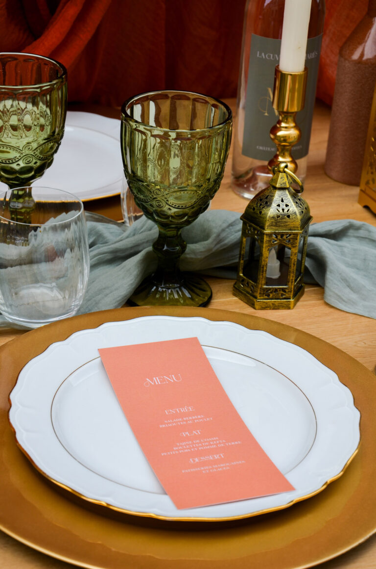 Menu individuel mariage oriental personnalisé - collection Oriental